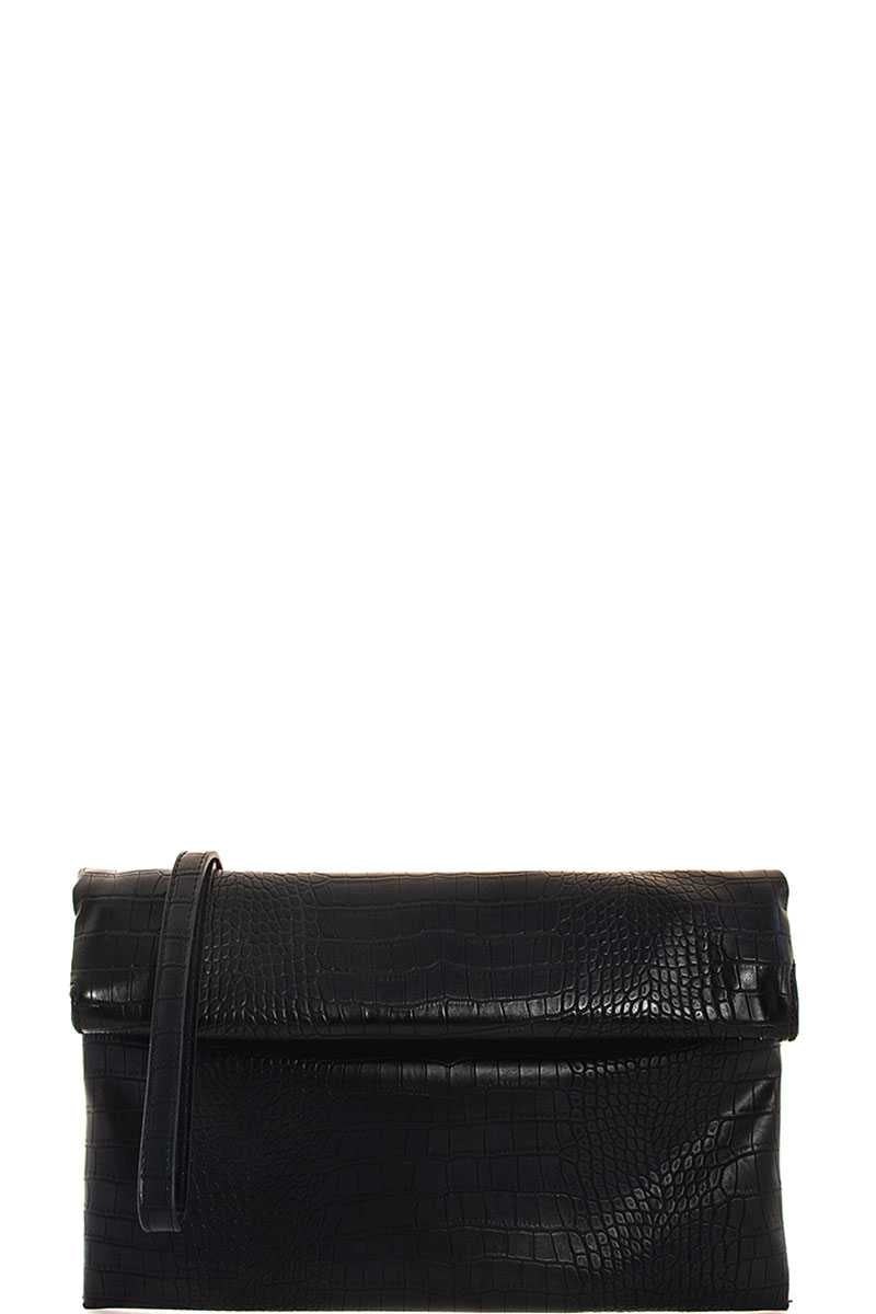 Python Pattern Clutch With Long Strap