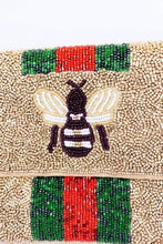Load image into Gallery viewer, Beaded Bee Crossbody Clutch - Gold