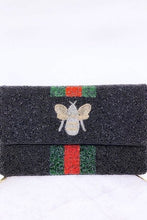 Load image into Gallery viewer, Beaded Bee Crossbody Clutch -  Black