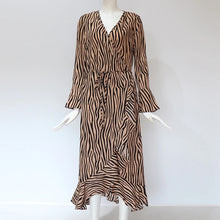 Load image into Gallery viewer, Long Sleeve Zebra Print Maxi Dress