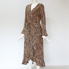 Load image into Gallery viewer, Long Sleeve Zebra Print Maxi Dress