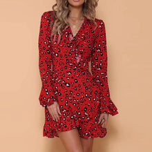 Load image into Gallery viewer, V-Neck Long Sleeve Ruffled Dress