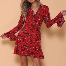 Load image into Gallery viewer, V-Neck Long Sleeve Ruffled Dress
