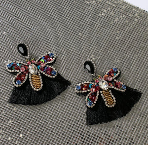 Stone and Tassel Bee Earrings